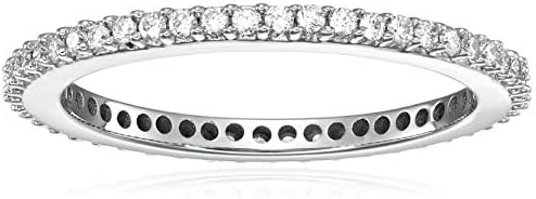 1/2 cttw to 1 cttw Diamond Wedding Anniversary Band for Women, Full Eternity Round Diamond Engagement Ring 14K Gold Prong Set, Size 4.5-10