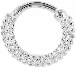 925 Sterling Silver Shimmering CZ Zircon Pave Daith/Septum Hoop Earrings For Cartilage Piercing Hoop Versatile Jewelry