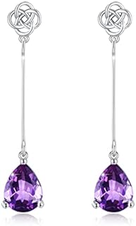 Birthstone Celtic Teardrop Dangle Earrings for Women Sterling Silver Moonstone Teardrop Long Dangle Drop Earrings