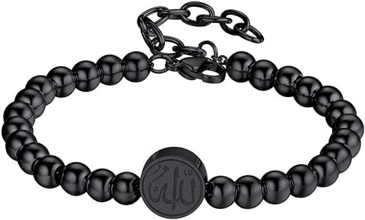 PROSTEEL Allah Bracelet, Muslim Islamic Jewelry Religious Islam Arabic God Charm Stainless Steel Beads Chain Bracelet, fits wrist from 5.9'' to 7.9'', Come Gift Box