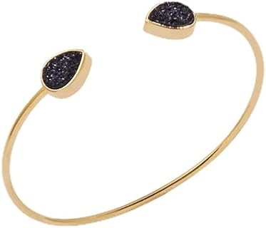 Alex and Ani AA7956231SG,Synthetic Druzy Pear Flex Cuff,Shiny Gold,Black,Bracelet