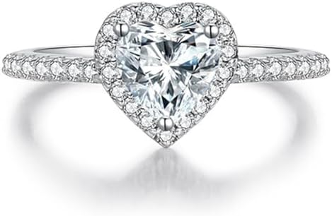 1 Carat Heart Shaped Moissanite Ring, Wedding Ring for Couples, Love Token Ring for Lovers, D Color VVS1 Sterling Silver Engagement Ring, Elegant Gift Box Packaging with GRA Certificate