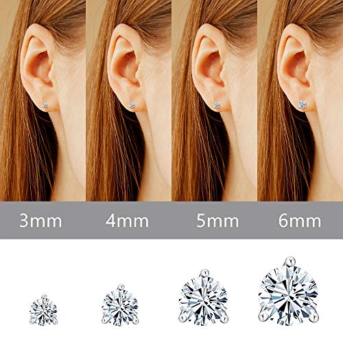 Sterling Silver Stud Earrings Women: Stud Earrings Set Cartilage Piercings Jewelry Round Sparkle CZ Studs Tragus Helix Stud Earrings 3-6mm