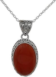 Spring Ring Clasp Handmade Sterling Silver Pendant Necklace with Cable Chain and Carnelian Stone for Artisan Jewelry Lovers in Flame Birthstone Design - 'Fiery Glamour'