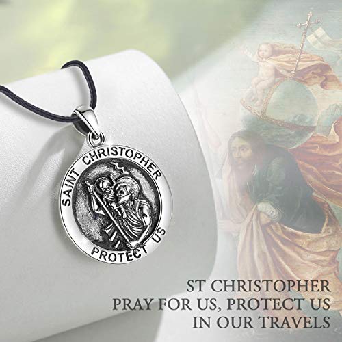 EUDORA 925 Sterling Silver St Michael/St Christopher/St Benedict/Virgin Mary/San Judas Tadeo/Good Shepherd Cross/Archangel Necklace Medal Pendant Protection Religious Amulet Jewelry For Men Women