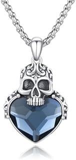 Women's 925 Sterling Silver Crystal Skull Necklace with Box Chain - Goth-inspired Elegance