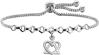 QIIER Adoption Jewelry Adoption Triad Symbol Charm Slider Bracelet Adoption Gift Adoptive Mom Jewelry Foster Mom Gift (Silver)