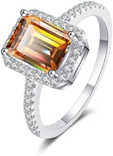 Emerald Cut 2 Carat Moissanite Engagement Ring in 925 Sterling Silver for Women, D Color VVS1, Certified Solitaire Promise Ring – Perfect Anniversary or Wedding Diamond Ring Alternative