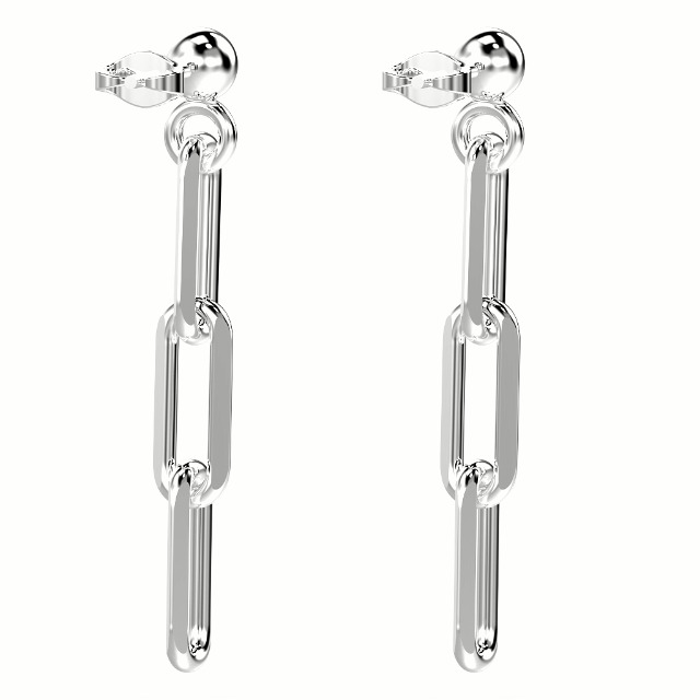 LeCalla 925 Sterling Silver Italian Paperclip Link-Chain Liner Drop Dangle Earrings for Women