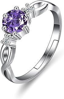 Bellitia Bague Améthyste en Argent Sterling 925, Taille Réglable 16mm avec Design Unique, Idéale pour Femmes et Usage Quotidien, Parfaite pour Offrir comme Cadeau