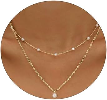 Pearl Necklaces for Women,Dainty Pearls Necklace for Women Round Imitation Pearl Choker for Girls Simple Bridesmaid Pearl Necklace Jewelry Gifts