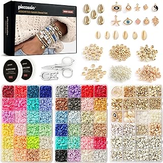 Piccassio Clay Bead Bracelet Maker for Adults in Wood, Gold, Silver with Lobster Clasps and Beads in Varied Shapes and Designs