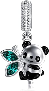 925 Sterling Silver Panda Bracelet Charms with Austrian Crystals for Women - Cute Sloth Design fits European Bracelets and Necklaces