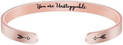 Yiyang Bracelets for Women Inspirational Rose Gold Cuff Bangle Bracelet for Men Teen Girls Stainless Steel Jewelry Christmas Birthday Friendship Gifts for Her BFF Mom