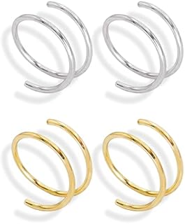 Double Twist Hoop Earrings for Women Spiral Hoop Earrings for Girls Single Piercing Spiral Earrings Cartilage Earrings Double Huggie Earrings Gift for Her