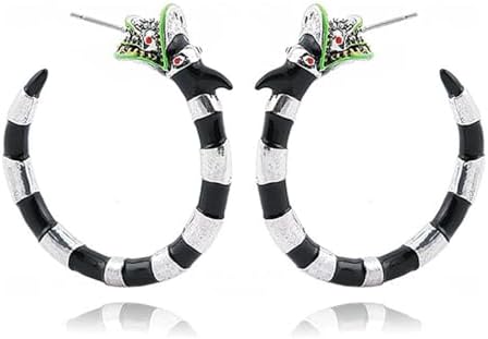 Coral Snake Hoop Earrings for Women Girls Punk Grunge Snake Earrings Horror Beetle Snake Juice Hoop Earrings Gothic Snake Cosplay Costume Halloween Accessories