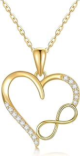 SISGEM Solid 14K Gold Heart Necklace for Women Real Gold Infinity Heart Pendant Necklace Fine Jewelry for Mom, Wife,Girlfriends,16’’-18’’