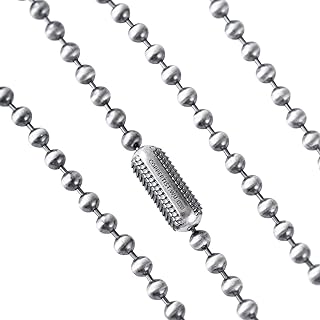 4mm Ball Bead Clasp Sterling Silver Necklace with Ball Chain, Snake Scale Design for Men and Women by COPPERTIST.WU