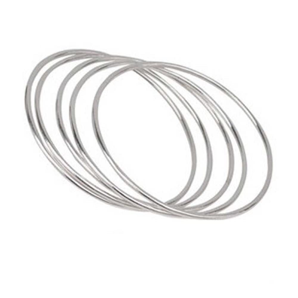 Handmade 925 Sterling Silver 6pcs Lots of Minimalist Bracelet for Women's Charm Jewelry Thin Round Stackable Polished Bangle Bracelet with Fresh Simple Style Bracelet Cuff Bangle