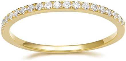 EAMTI 2mm Wedding Band Cubic Zirconia Half Eternity Stackable Engagement Ring Size 3-13