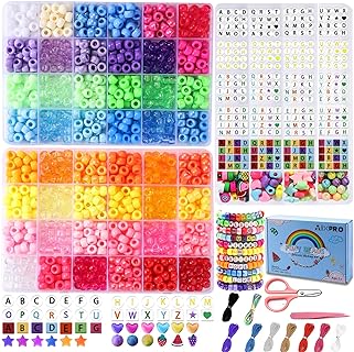 AIXPROBEAD Deluxe Pony Bead Bracelet Kit with 48 Colors - Ideal for Girls and Kids Age 5+ for Fun Fantasy & Cartoon Inspired Friendship Jewelry Making