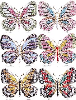 Lot 6pcs Butterfly Brooch Pin for Women fashion set Multicolor Rhinestone Crystal butterfly brooches pin bulk