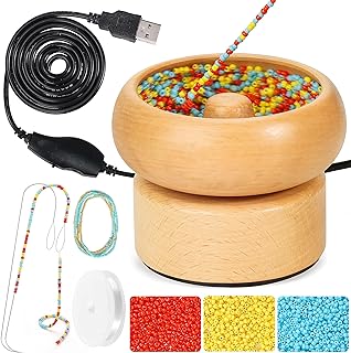 Tilhumt Bracelet Bead Spinner for Adults and Kids in Wood with Adjustable Speed & 3000 Seed Beads, Perfect for Custom Jewelry Designs