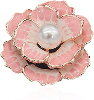 Vavhoo Pink Camellia Flower Brooch Pin Petal Elegant Exquisite Art Brooch for Women Wedding Banquet Party Brooch Simple Pin Valentine's Day Mother's Day Gift