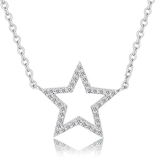 Matoa Star Necklace Silver/Gold, 925 Sterling Silver Necklace for Women, Simple Star Pendant Necklace, Sterling Silver Star Necklace Women Girl- Valentines Day Gifts