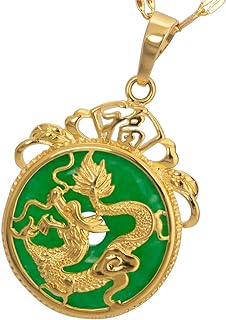 Dragon Necklace Gold Chinese Tibet Grade A+ Green Agate Dragon Pendant Necklace Gift For Christmas Women