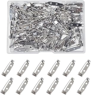 100 Pcs Locking Pins Backs Safety Clasp Brooch,Silver Brooch Clasp Pin, Backs Safety Clasp Brooch,Brooch Pin Backs,Bar Pin,for Name Tags Jewelry Making and DIY Crafts (25MM)