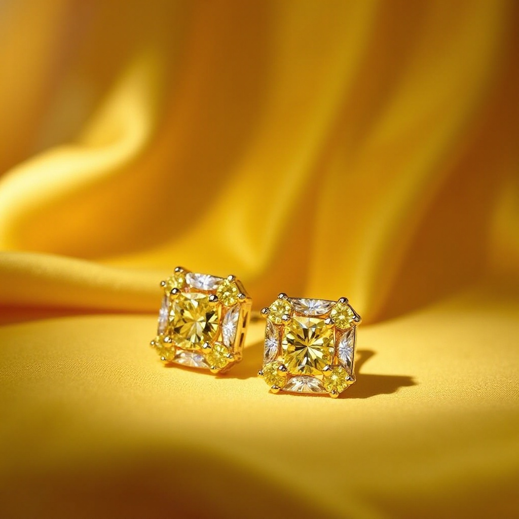 boucles d'oreilles en diamant jaune tiffany