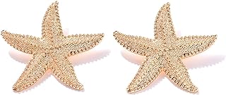 14k Gold Plated Starfish Stud Earrings with Zinc, Latch Back for Women, Cluster Design