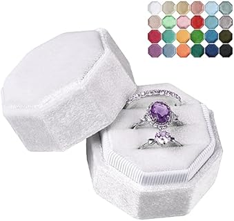 JIDUO Triple Wedding Ring Mirror in Aluminium and Fabric with High-Density Forms for Girls, Octagonal Design, Ideal for Proposals, Engagements & Weddings