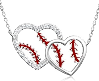 Sports Volleyball/Tennis/Baseball Necklace 925 Sterling Silver Sports Pendant Necklaces for Women Sports Jewelry Gifts for Women Girls