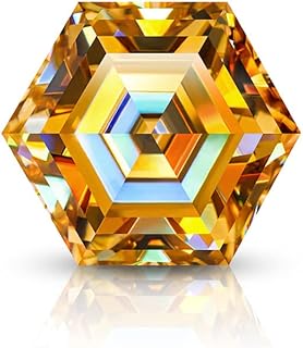 Champagne Moissanite Engagement Rings with VVS1 Clarity Moissanite, 3 Carat Hexagon Cut Loose Gemstone