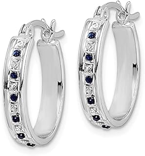 925 Sterling Silver 18K Gold Diamond Red Ruby Oval Hoop Earrings