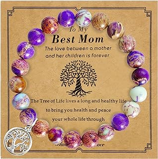 Mothers Day Gifts for Mom, Natural Stone Charm Bracelet for Mom, Mother Day Birthday Present for Mom, Christmas Valentine's Day Thanksgiving Day Gift for Women Teen Girls