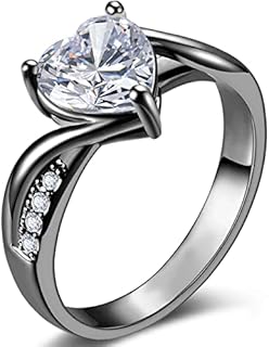 Heart Cut Cubic Zirconia Crystal 18k Gold Promise Engagement Wedding Rings for Women Her Valentine's Day Jewelry Christmas Gift