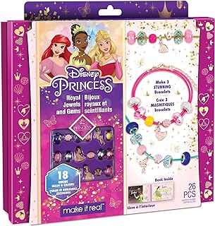 Disney Princess DIY Bead Bracelet Making Kit in Vibrant Colors With Princess-Themed Charms for Kids Aged 8+ by Make It Real