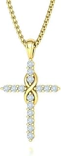 GOLLEY 14K Gold Plated Infinity Cubic Zirconia Cross Necklace for Women | Cross Faith Pendant Necklaces
