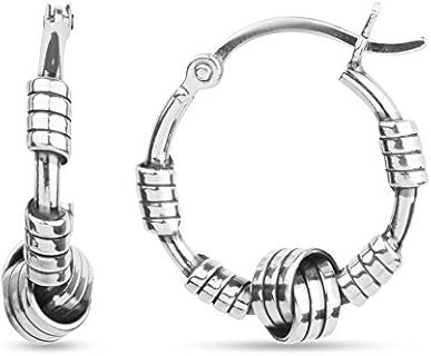LeCalla 925 Sterling Silver Love-Knot Hoop Earrings Jewelry | Lightweight Bali Antique Knot Earring Hoops for Women Teen - 17mm