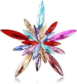 Vintage Cubic Zirconia Snowflake Brooch Pin for Women and Girls with Secure Pin Clasp - Gold Plated Star Flower Design