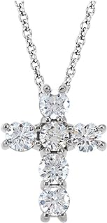 Diamond2Deal 14K Gold Round Diamond Religious Crucifix Cross Pendant 18" Necklace for Women (Color G-H, Clarity I2-I3, 0.13 to 1.38 Cttw)