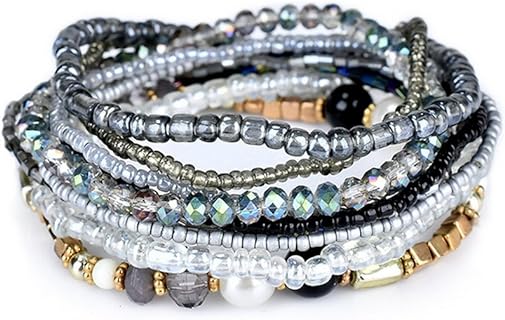 MengPa Beaded Bracelets for Women Trendy Stacks Boho Bead Bracelet Pack Friendship Jewelry