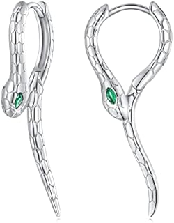 MUNDELL 925 Sterling Silver Dachshund Turtle Hoop Earrings for Women Green Zircon Eyes Snake Ear Buckles Statement Fine Jewelry