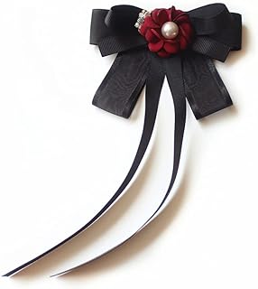 Black Bow Brooches Pin for Woman Girls Pre-Tied Collar Neck Clips Bow Tie