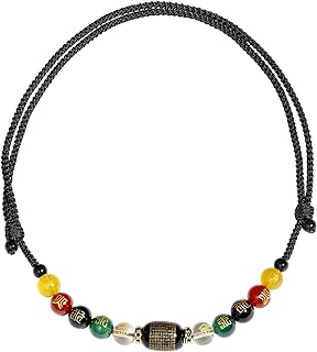 Obsidian/Lava Stone/Agate Beaded Necklace Five Elements Necklaces for Women Protection Heart Sutra Amulet Jewelry Gifts