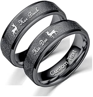 Customize Her Buck His Doe Elk Couples Rings Promise Ring Inside Can Engraved Band Rings Wedding Rings Titanium Stainless Steel 8mm 6mm 6-13#