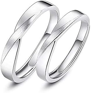 Cubic Zirconia Ocean Engagement Rings for Couples - MIKAMU 925 Sterling Silver Overlapping Design - Adjustable Size - Ideal for Wedding, Promise, Anniversary